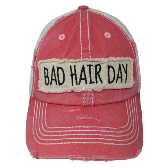 Bad Hair Day Strapback Trucker Hat Pink One Size KB ETHOS Vintage - Picture 1 of 10